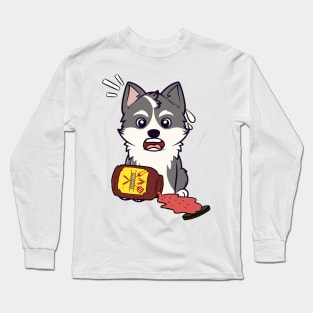 Funny husky Dog spilled BBQ sauce Long Sleeve T-Shirt